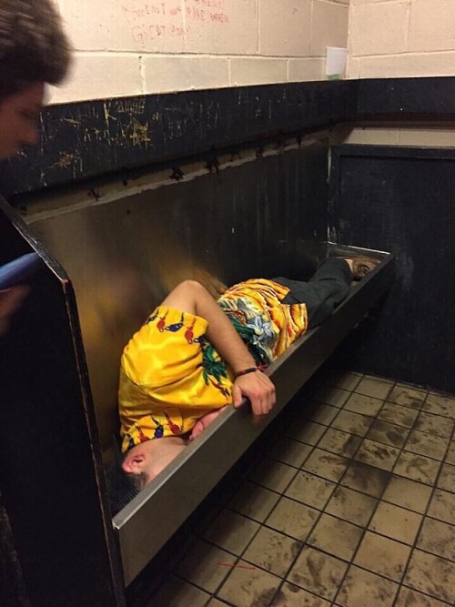 Drunkenly Passed Out in a Urinal is No Way to Go Through Life Son